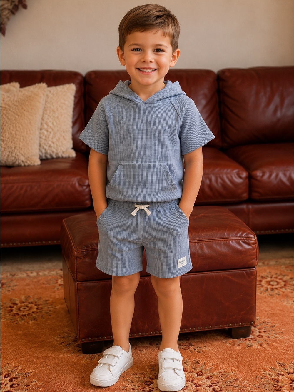 OshKosh B'gosh Dusty Blue Waffle-Knit Shorts